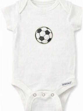 Gerber White Baby Onesie with Soccer Ball Graphic